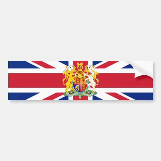 UK Coat of Arms & Flag Bumper Sticker (Front)