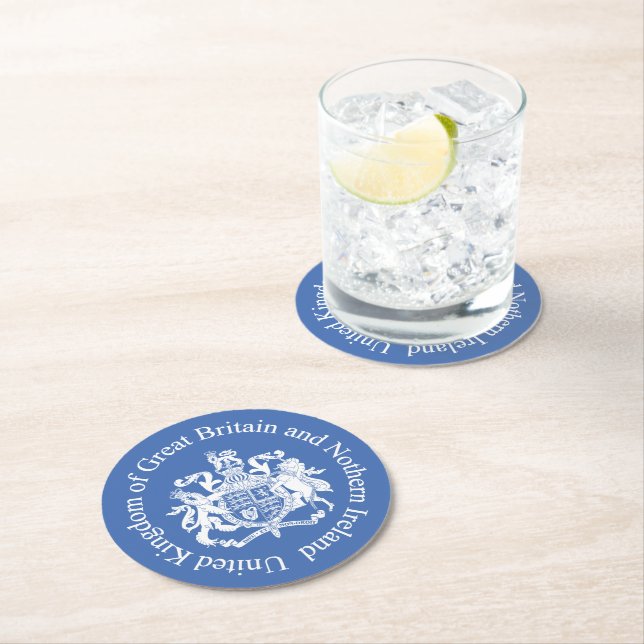 UK coat of arms Round Paper Coaster (Insitu)