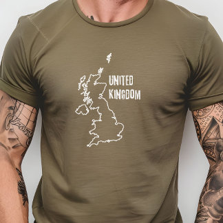 UK Country Map United Kingdom Border Line Boundary T-Shirt