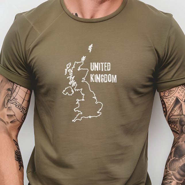 UK Country Map United Kingdom Border Line Boundary T-Shirt (Creator Uploaded)