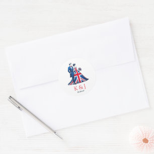 UK Couple Wedding Classic Round Sticker