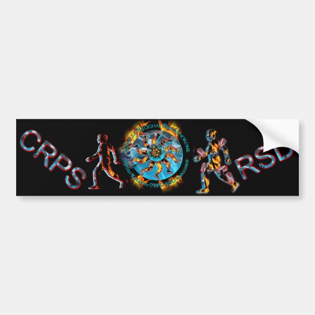 UK CRPS/RSD Hand & Leg Starburst Flaming Globe 2f Bumper Sticker (Front)