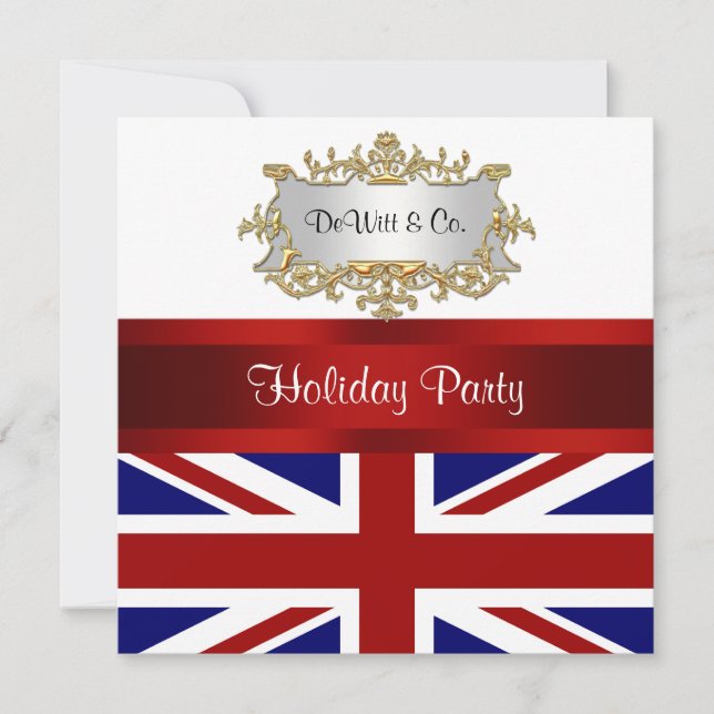 UK England Flag Party Invitation Red White Blue (Front)