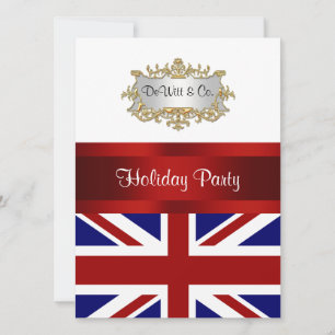 UK England Flag Party Invitation Red White Blue V