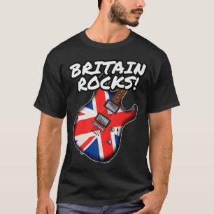 UK Flag Guitar Britain Rocks Electric Guitarist Mu T-Shirt