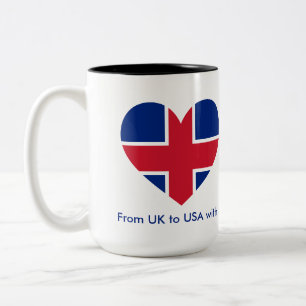 UK Flag Heart Custom Name Mug - British Love Gift