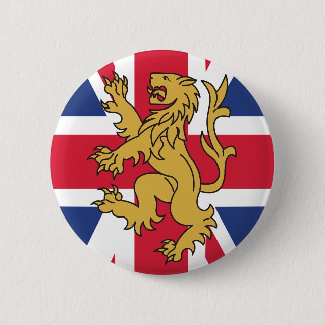 UK Flag Lion 6 Cm Round Badge (Front)