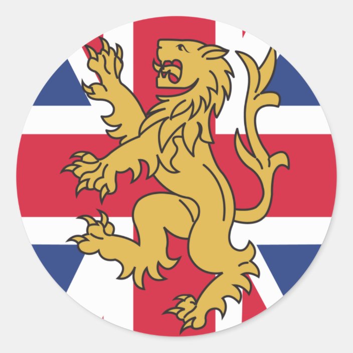 UK Flag Lion Classic Round Sticker Zazzle.co.uk