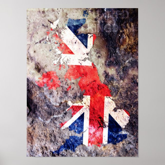 UK Flag Map Poster (Front)