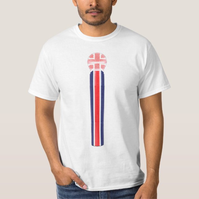 UK flag. microphone T-Shirt (Front)