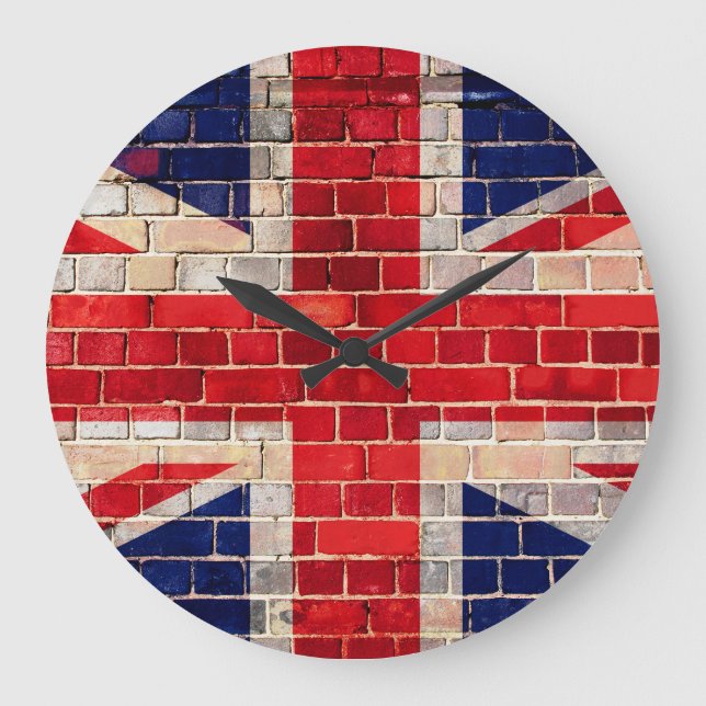 UK flag on a brick wall clock (Front)