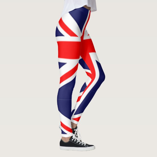 uk flag pattern red blue white union jack leggings (Right)