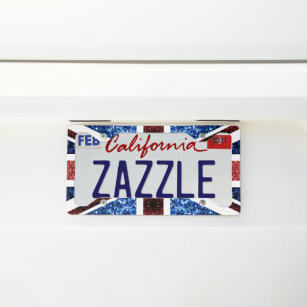 UK flag red and blue sparkles glitters Licence Plate Frame