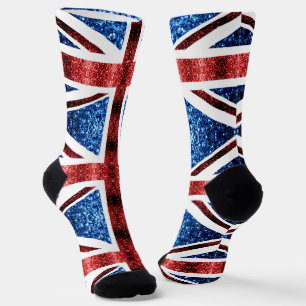 UK flag red blue sparkles glitters Socks