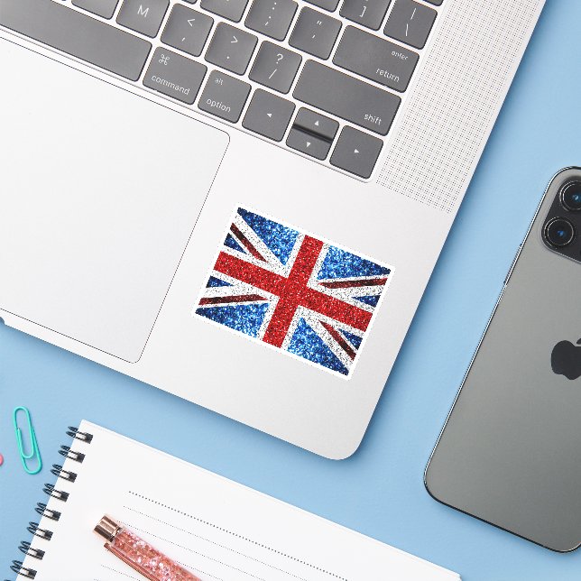 UK flag red blue white sparkles glitters (Laptop w/ iPhone)