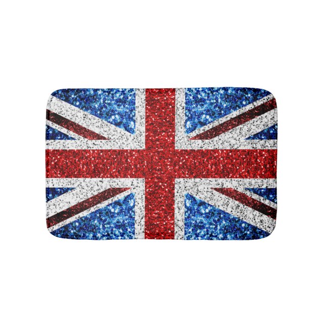 UK flag red blue white sparkles glitters Bath Mat (Front)