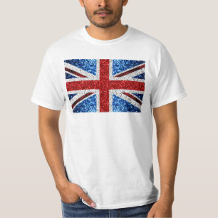 UK flag red blue white sparkles glitters T-Shirt