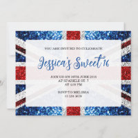 UK flag red white blue sparkles sparkles Sweet 16