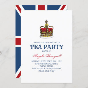 UK Flag Royal Crown Tea Party Invitation