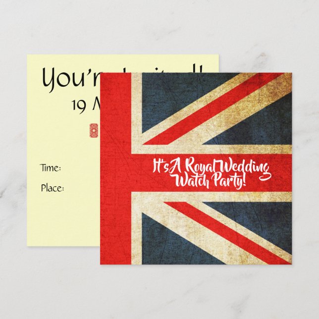 UK Flag Royal Wedding Watch Party Invitation (Front/Back)