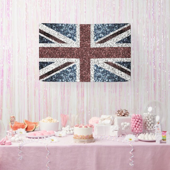 UK flag Rustic vintage sparkles glitters bling Banner (Party)