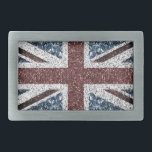 UK flag Rustic vintage sparkles glitters bling Belt Buckle<br><div class="desc">UK flag red white blue sparkles glitters toned down for rustic vintage style effect. Sophisticated,  dazzling,  shimmering,  vivid,  lush,  rich,  vibrant glamour design. Sparkly British flag imitation sparkles glitters. We use photo of sparkles and not actual glitters!</div>