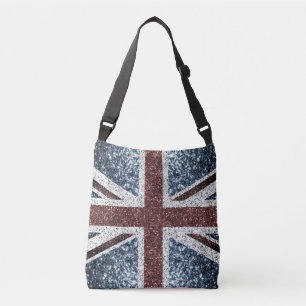 UK flag Rustic vintage sparkles glitters bling Crossbody Bag