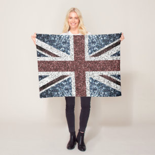 UK flag Rustic vintage sparkles glitters bling Fleece Blanket