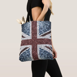 UK flag Rustic vintage sparkles glitters bling Tote Bag