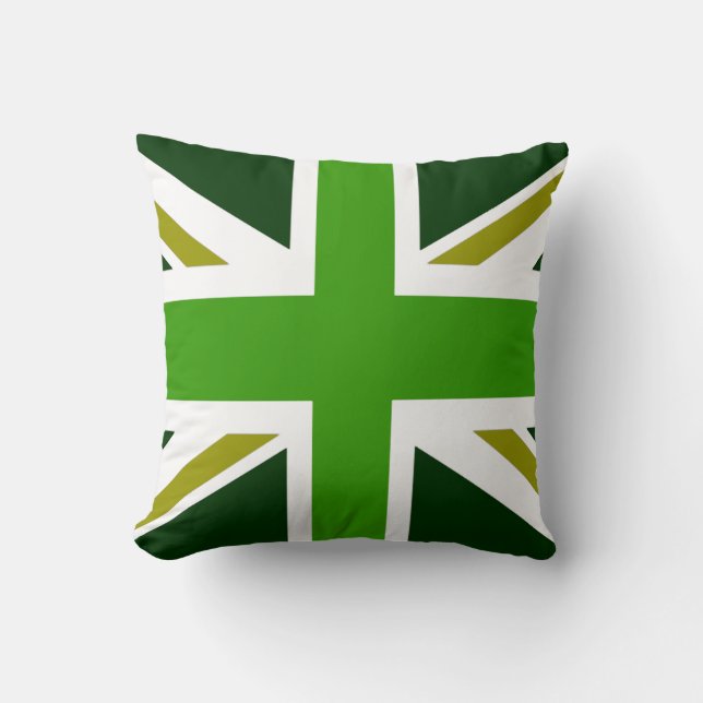 uk flag throw pillow olive green (Front)