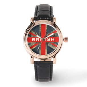 UK Flag Union Jack Custom Leather Strap Watch