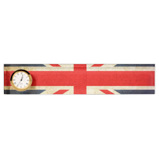 UK Flag Union Jack Desk Nameplate Clock