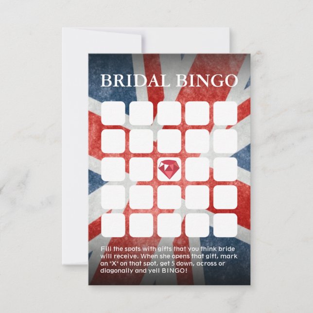 UK Flag Wedding/Bridal Shower Bingo Cards (Front)
