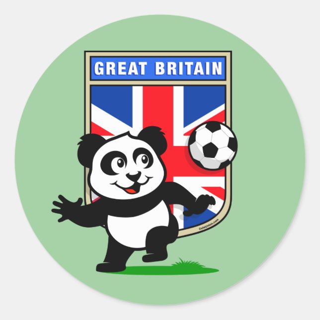 UK Football Panda Classic Round Sticker (Front)