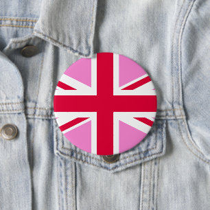 UK Gay Pride (Pink Union Jack) (Gay British Flag) 10 Cm Round Badge