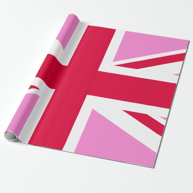 UK Gay Pride (Pink Union Jack) (Gay British Flag) Wrapping Paper (Unrolled)
