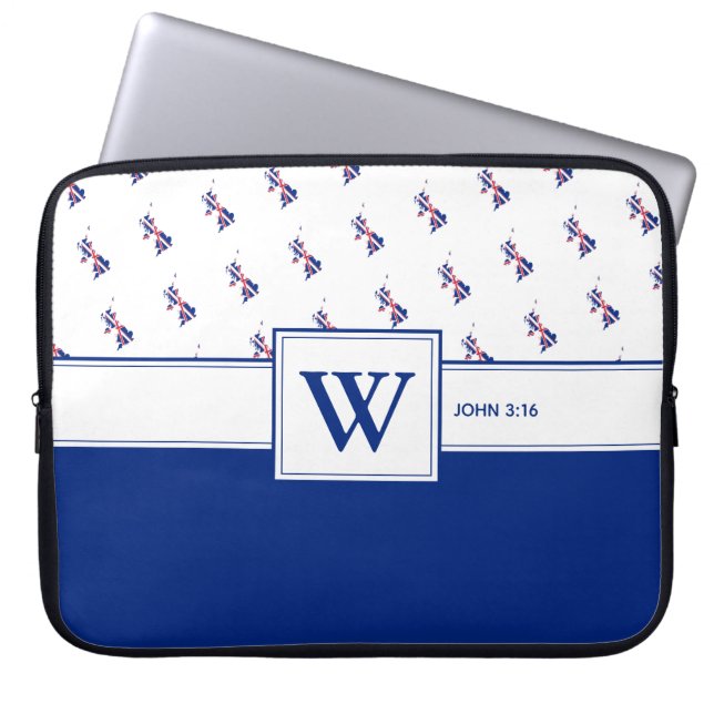 UK GREAT BRITAIN Bible Monogram Christian Laptop Laptop Sleeve (Front)