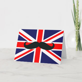 UK Great Britain Flag with Moustache Christmas Car Holiday Card