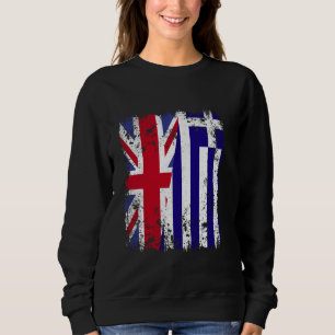 UK Greece Half Flag British Greek Flag Hellas Heri Sweatshirt
