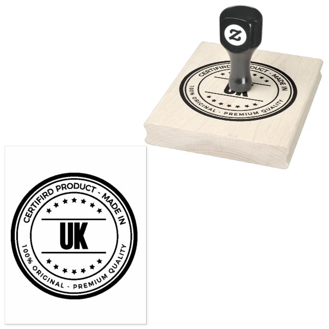 UK Logo Printed Reliable Vertical Look Jet Black  Rubber Stamp (Stamped)