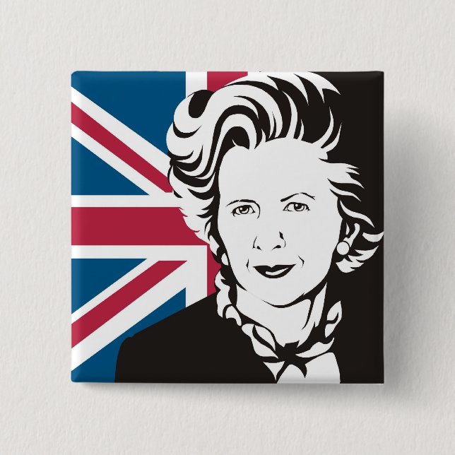 UK mourns Margaret Thatcher, England's Iron Lady 15 Cm Square Badge (Front)