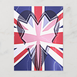 UK National Flag Colours Heart Design . Postcard 