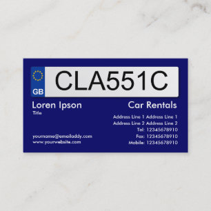 UK Number Plate - Dark Blue II Business Card