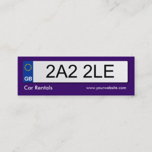 UK Number Plate - Dark Violet Mini Business Card