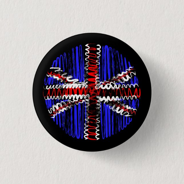 UK on Black 3 Cm Round Badge (Front)