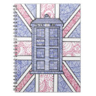 UK Police Box Union Jack Hand Illustrated Line Art