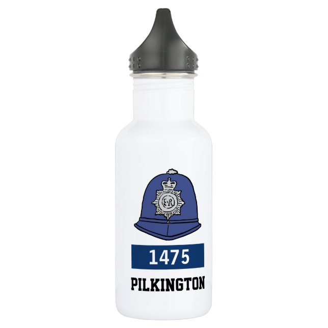 UK Police Constable Helmet - Add Number & Name 532 Ml Water Bottle (Left)