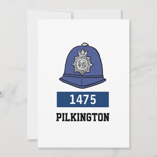 UK Police Constable Helmet - Add Number & Name Holiday Card (Front)