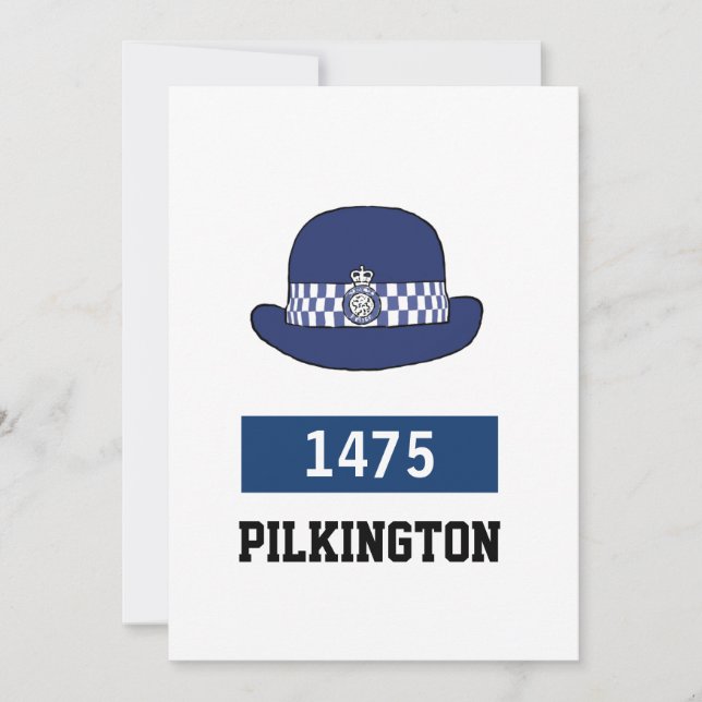 UK Police Female WPC Hat - Add Number & Name Holiday Card (Front)