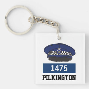 UK Police Flat Cap - Add Number & Name Keychain